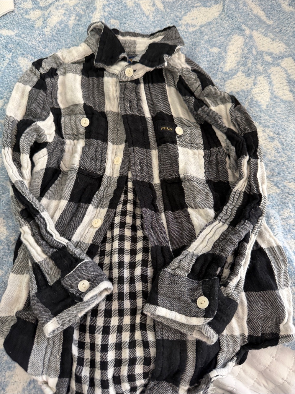 Polo by Ralph Lauren Black & White Plaid Kids Button-Front Shirt
